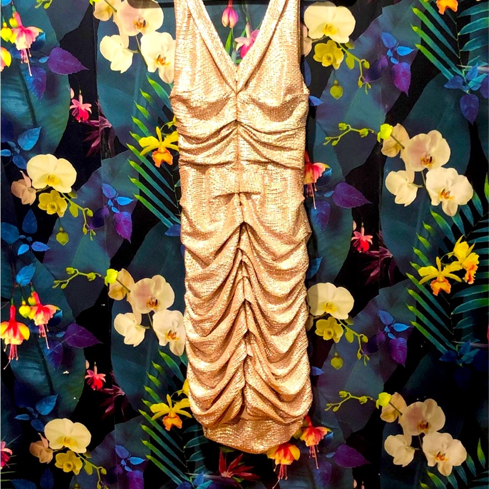 Women’s Express Gold Shimmery Cocktail Dress Size 4